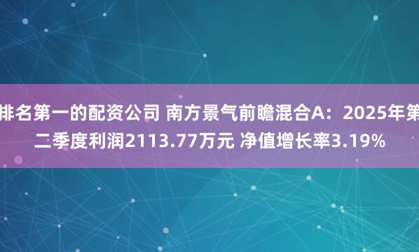 排名第一的配资公司 南方景气前瞻混合A：2025年第二季度利润2113.77万元 净值增长率3.19%
